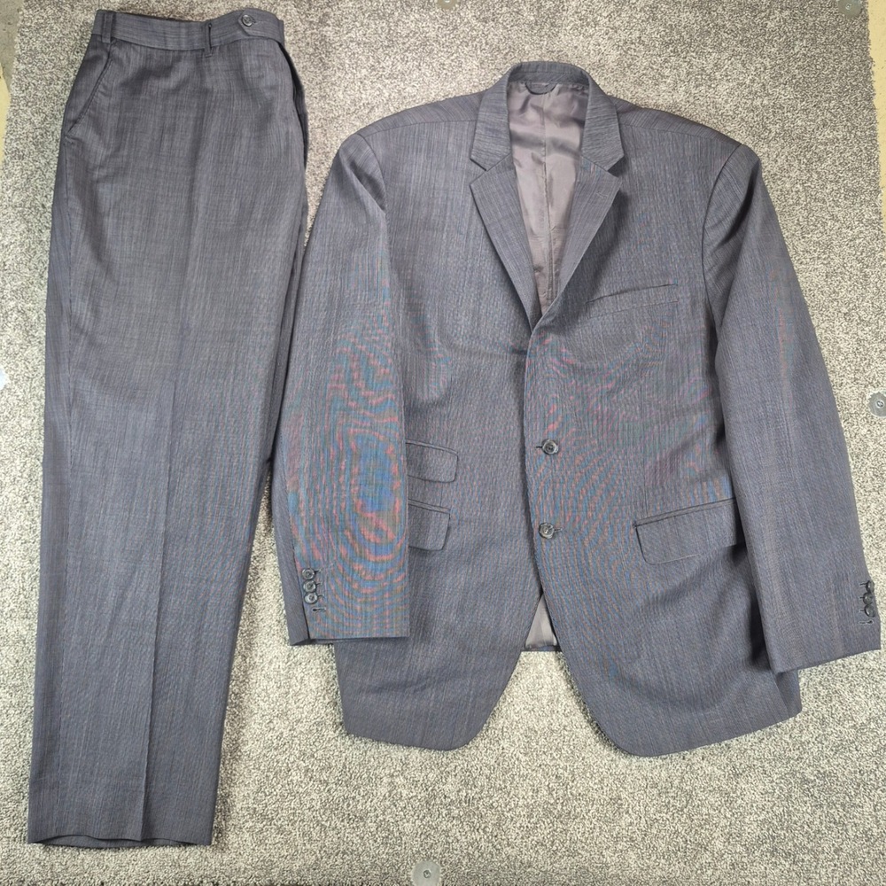 Vintage Gianni Versace Suit Men 50 Gray Micro Stripe Blazer Trousers 44x31 Italy
